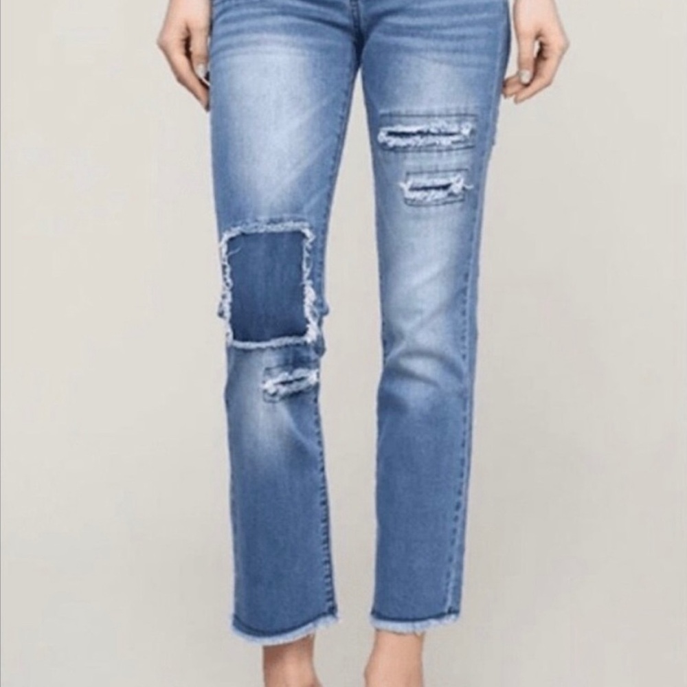 Distressed Patch Crop Jeans - Size 8 - image 4